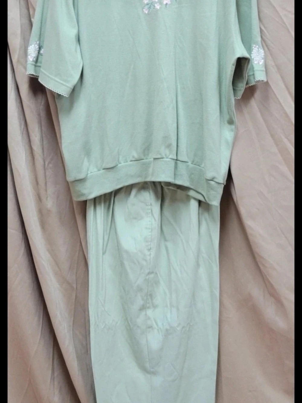 Bon Worth Light Mint Green Pantsuit with Embroidered Accents